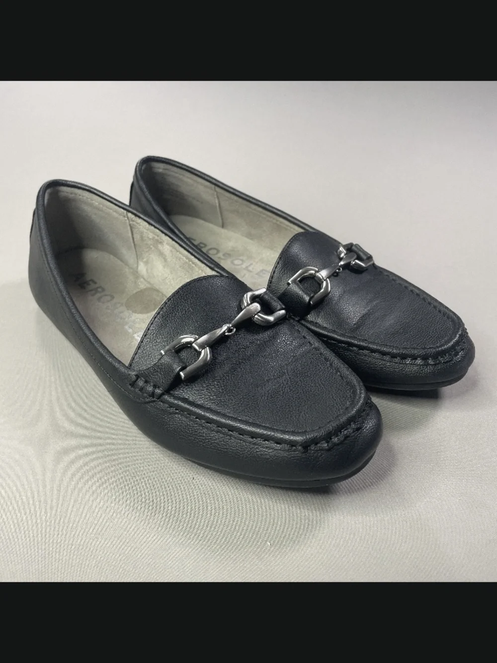 Aerosoles Shoes Womens 9 black leather horse bit loafer day drive classic